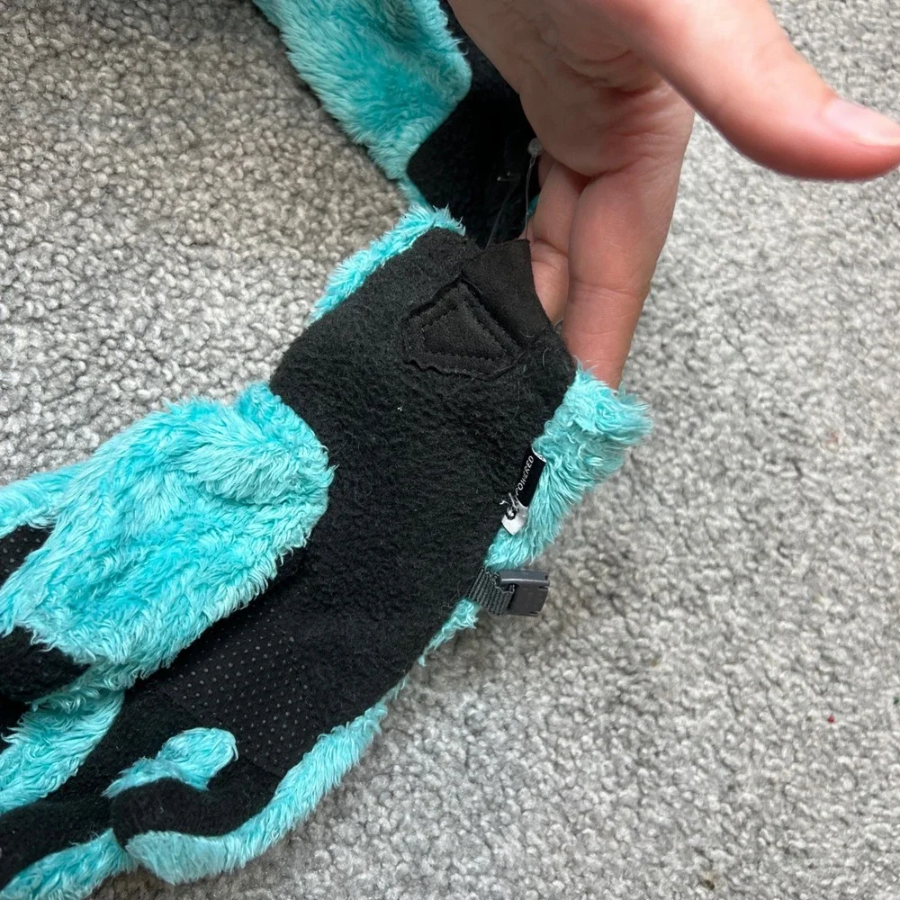 The North Face youth‎ girls Fleece Gloves Teal Black Size M denali thermal